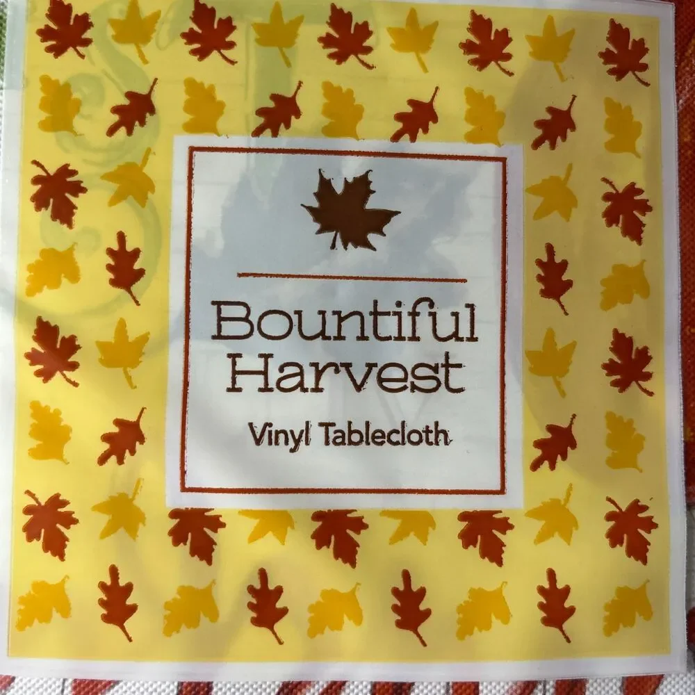 Bountiful Harvest Fall Vinyl Tablecloth 52x90 Oblong Thanksgiving PVC Free
